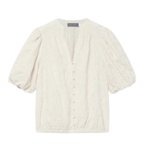 Mint Velvet Cream Cotton Textured Floral Top